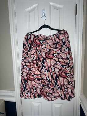D.F.A. New York Geometric Circle-Print Skirt in Black, Orange and White Size M